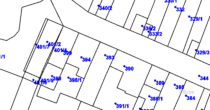Parcela st. 393 v KÚ Rajhradice, Katastrální mapa