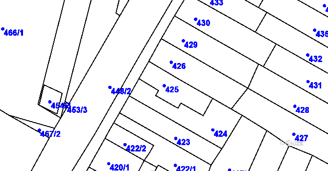 Parcela st. 425 v KÚ Rajhradice, Katastrální mapa