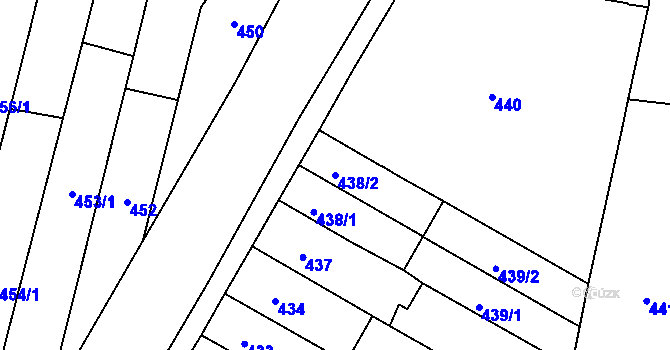 Parcela st. 438/2 v KÚ Rajhradice, Katastrální mapa