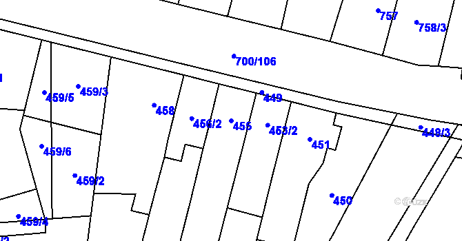 Parcela st. 455 v KÚ Rajhradice, Katastrální mapa