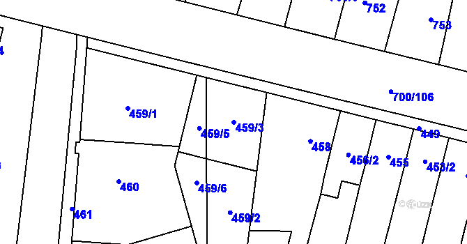 Parcela st. 459/3 v KÚ Rajhradice, Katastrální mapa