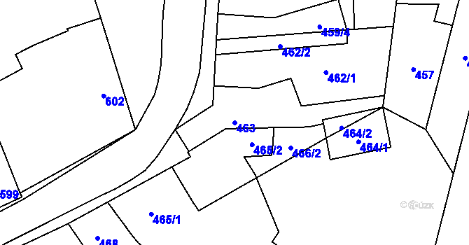 Parcela st. 463 v KÚ Rajhradice, Katastrální mapa