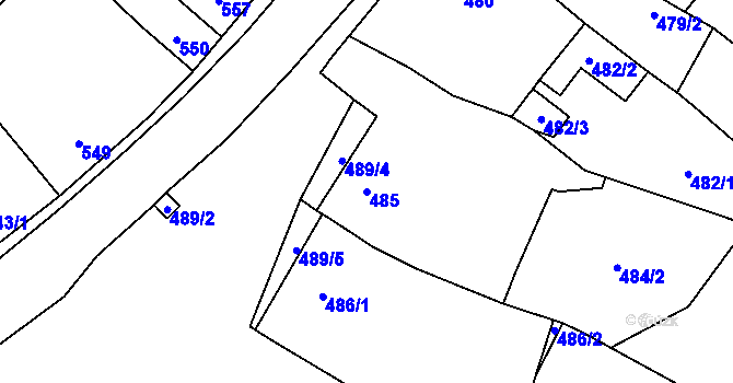 Parcela st. 485 v KÚ Rajhradice, Katastrální mapa