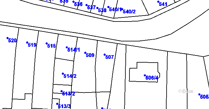 Parcela st. 507 v KÚ Rajhradice, Katastrální mapa