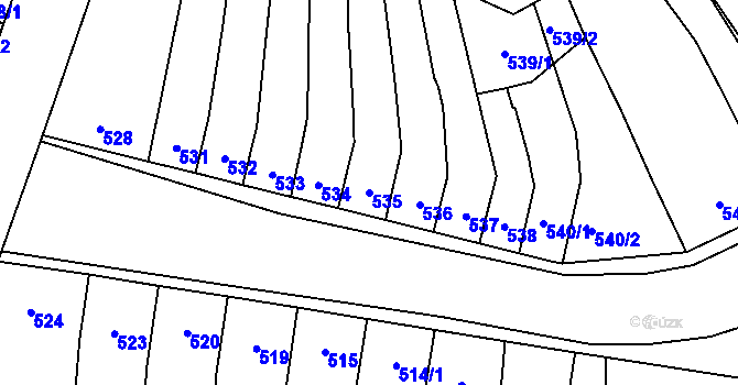 Parcela st. 535 v KÚ Rajhradice, Katastrální mapa