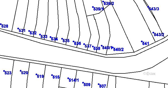 Parcela st. 537 v KÚ Rajhradice, Katastrální mapa