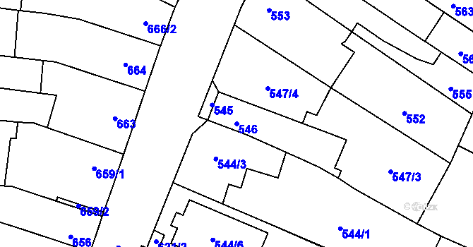 Parcela st. 546 v KÚ Rajhradice, Katastrální mapa