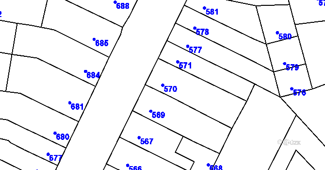 Parcela st. 570 v KÚ Rajhradice, Katastrální mapa