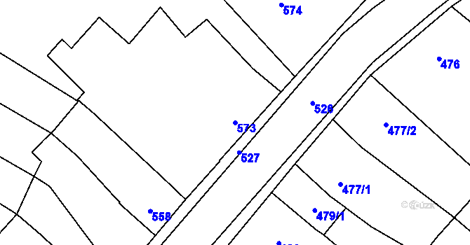 Parcela st. 573 v KÚ Rajhradice, Katastrální mapa