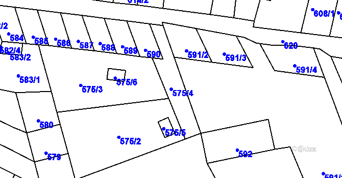 Parcela st. 575/4 v KÚ Rajhradice, Katastrální mapa