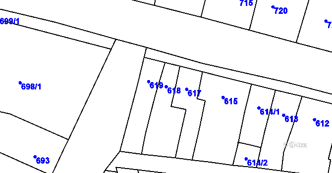 Parcela st. 618 v KÚ Rajhradice, Katastrální mapa