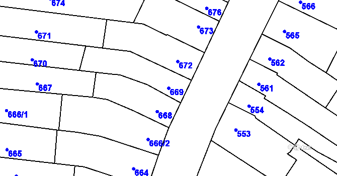 Parcela st. 669 v KÚ Rajhradice, Katastrální mapa