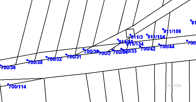 Parcela st. 700/2 v KÚ Rajhradice, Katastrální mapa