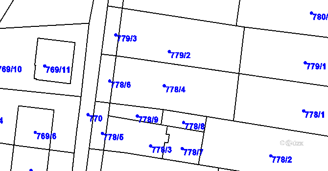 Parcela st. 778/4 v KÚ Rajhradice, Katastrální mapa