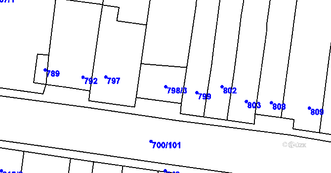 Parcela st. 798/3 v KÚ Rajhradice, Katastrální mapa