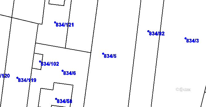 Parcela st. 834/5 v KÚ Rajhradice, Katastrální mapa