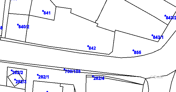 Parcela st. 842 v KÚ Rajhradice, Katastrální mapa