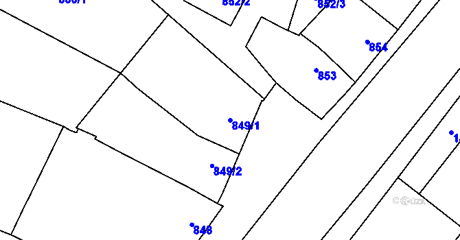 Parcela st. 849/1 v KÚ Rajhradice, Katastrální mapa