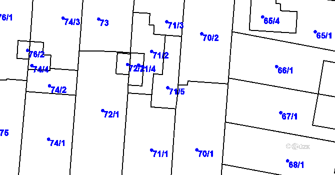 Parcela st. 71/5 v KÚ Rajhradice, Katastrální mapa