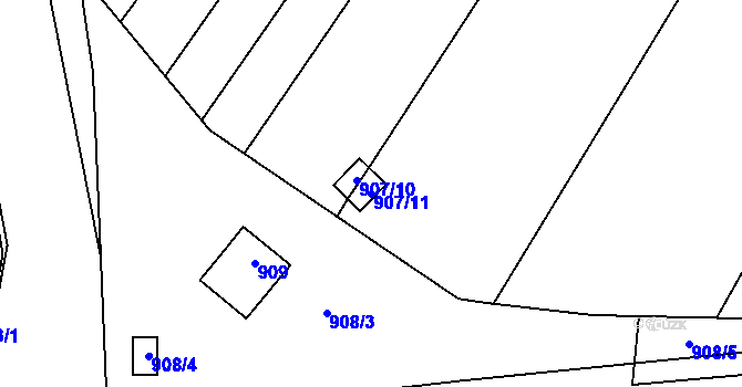 Parcela st. 907/11 v KÚ Rajhradice, Katastrální mapa