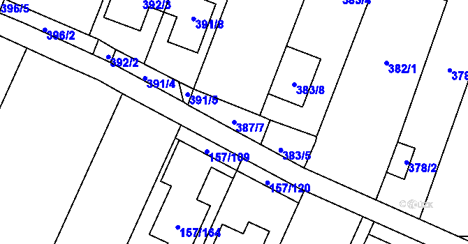 Parcela st. 387/7 v KÚ Rajhradice, Katastrální mapa
