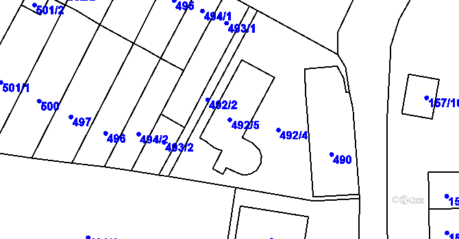 Parcela st. 492/5 v KÚ Rajhradice, Katastrální mapa