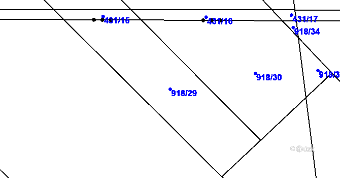 Parcela st. 918/29 v KÚ Rajhradice, Katastrální mapa