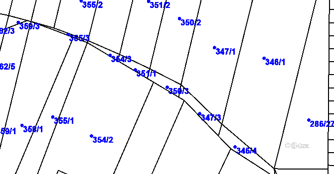 Parcela st. 350/3 v KÚ Rajhradice, Katastrální mapa