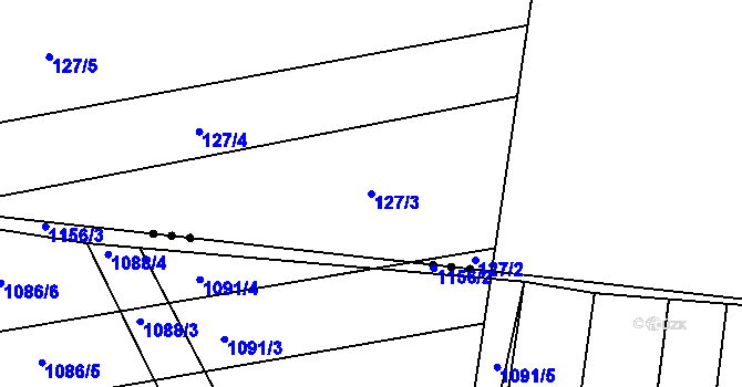 Parcela st. 127/3 v KÚ Rajhradice, Katastrální mapa