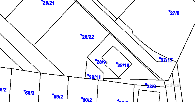 Parcela st. 28/9 v KÚ Rajhradice, Katastrální mapa