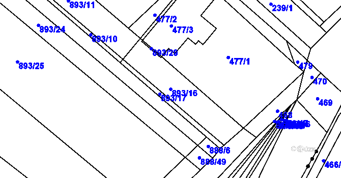 Parcela st. 893/16 v KÚ Rajhradice, Katastrální mapa