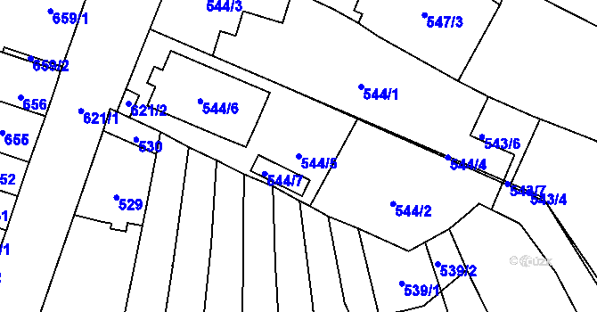 Parcela st. 544/5 v KÚ Rajhradice, Katastrální mapa