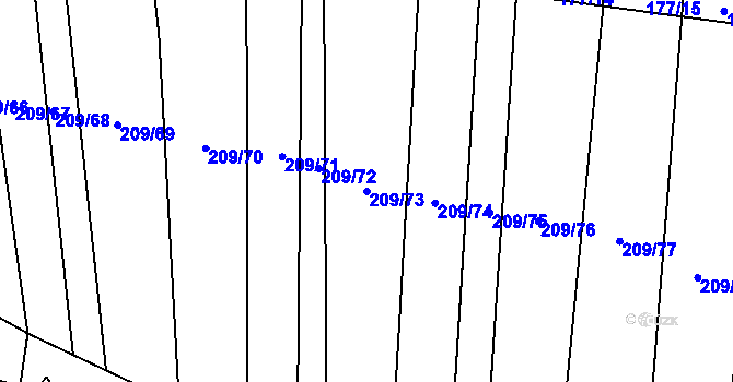 Parcela st. 209/73 v KÚ Rajhradice, Katastrální mapa