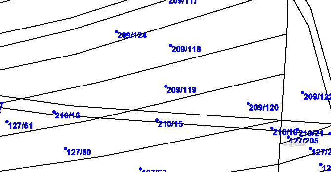 Parcela st. 209/119 v KÚ Rajhradice, Katastrální mapa