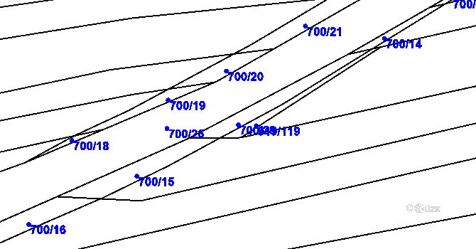 Parcela st. 700/28 v KÚ Rajhradice, Katastrální mapa