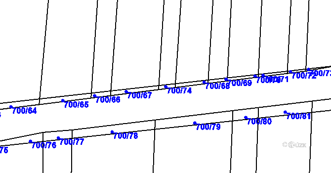 Parcela st. 700/74 v KÚ Rajhradice, Katastrální mapa