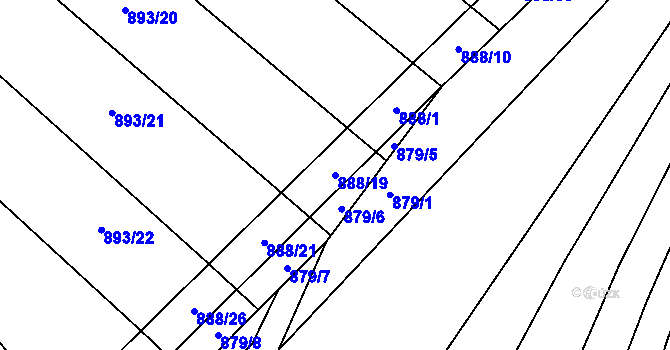 Parcela st. 888/19 v KÚ Rajhradice, Katastrální mapa