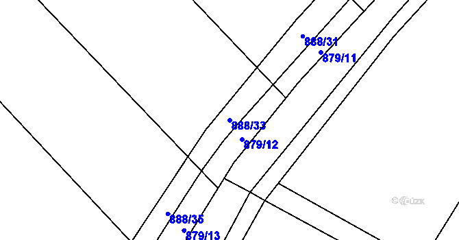 Parcela st. 888/33 v KÚ Rajhradice, Katastrální mapa