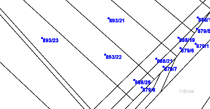 Parcela st. 893/22 v KÚ Rajhradice, Katastrální mapa