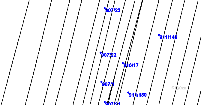 Parcela st. 907/22 v KÚ Rajhradice, Katastrální mapa