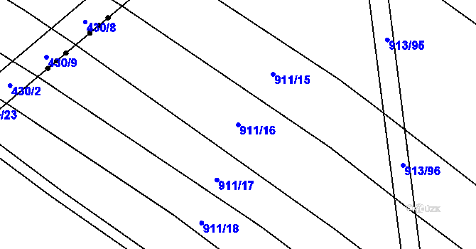 Parcela st. 911/16 v KÚ Rajhradice, Katastrální mapa
