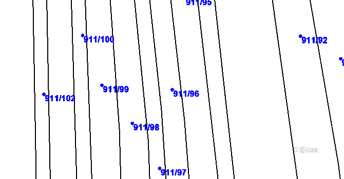 Parcela st. 911/96 v KÚ Rajhradice, Katastrální mapa