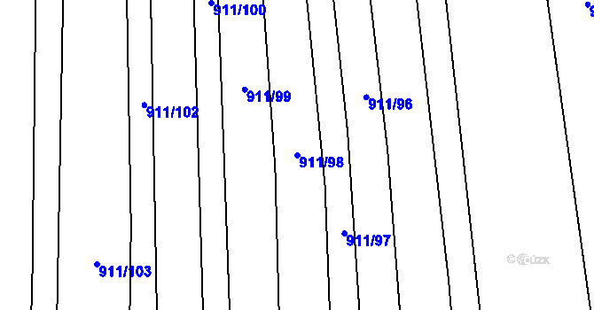 Parcela st. 911/98 v KÚ Rajhradice, Katastrální mapa
