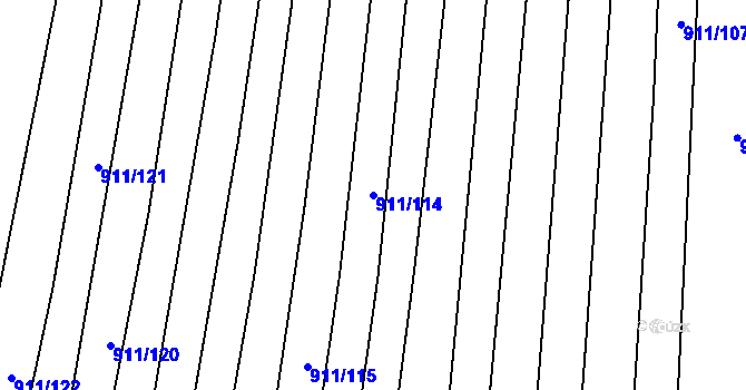 Parcela st. 911/114 v KÚ Rajhradice, Katastrální mapa