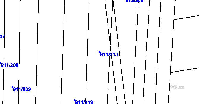 Parcela st. 911/213 v KÚ Rajhradice, Katastrální mapa