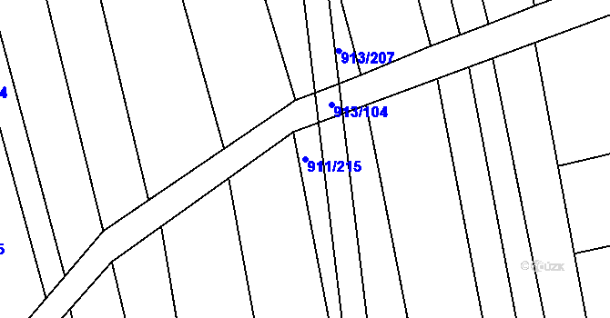 Parcela st. 911/215 v KÚ Rajhradice, Katastrální mapa