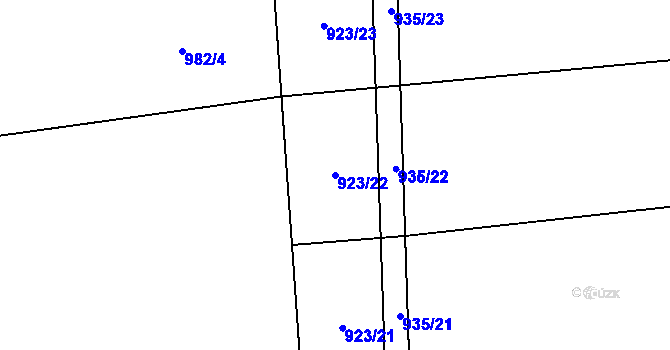 Parcela st. 923/22 v KÚ Rajhradice, Katastrální mapa