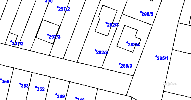 Parcela st. 292/2 v KÚ Rajhradice, Katastrální mapa