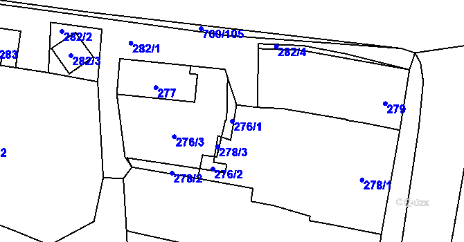 Parcela st. 276/1 v KÚ Rajhradice, Katastrální mapa