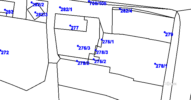 Parcela st. 278/3 v KÚ Rajhradice, Katastrální mapa